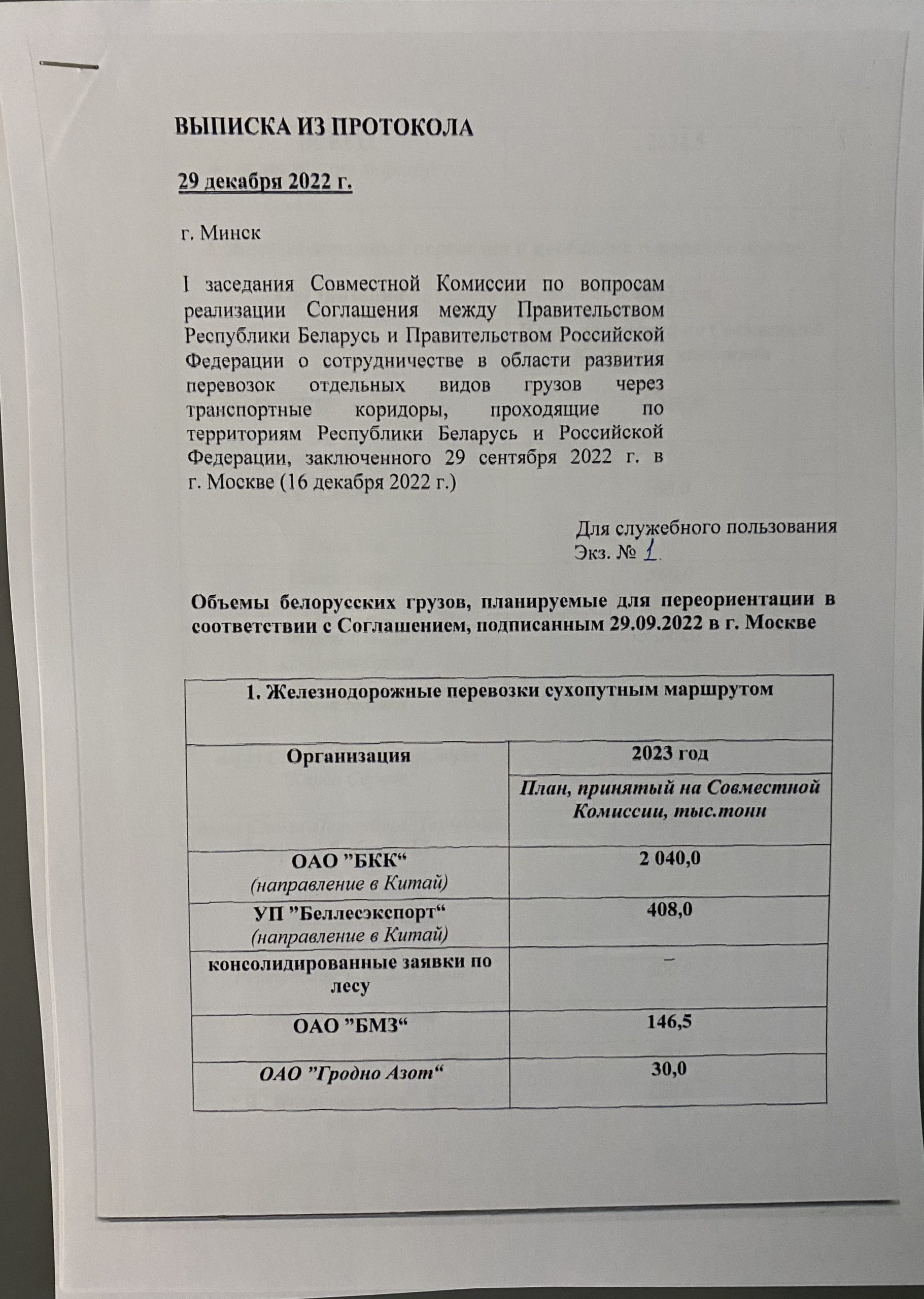 Выписка из протокола (Страница 1)